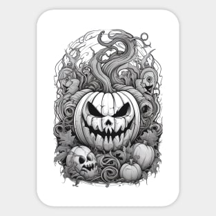 scary pumpkin with friends Sticker